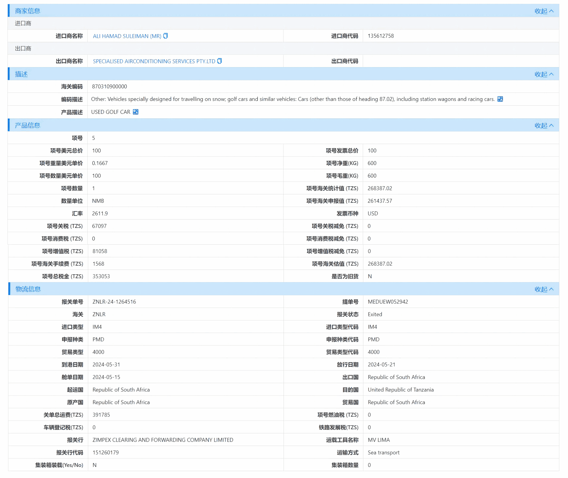 坦桑尼亚海关数据,海关数据,PA视讯国际海关数据